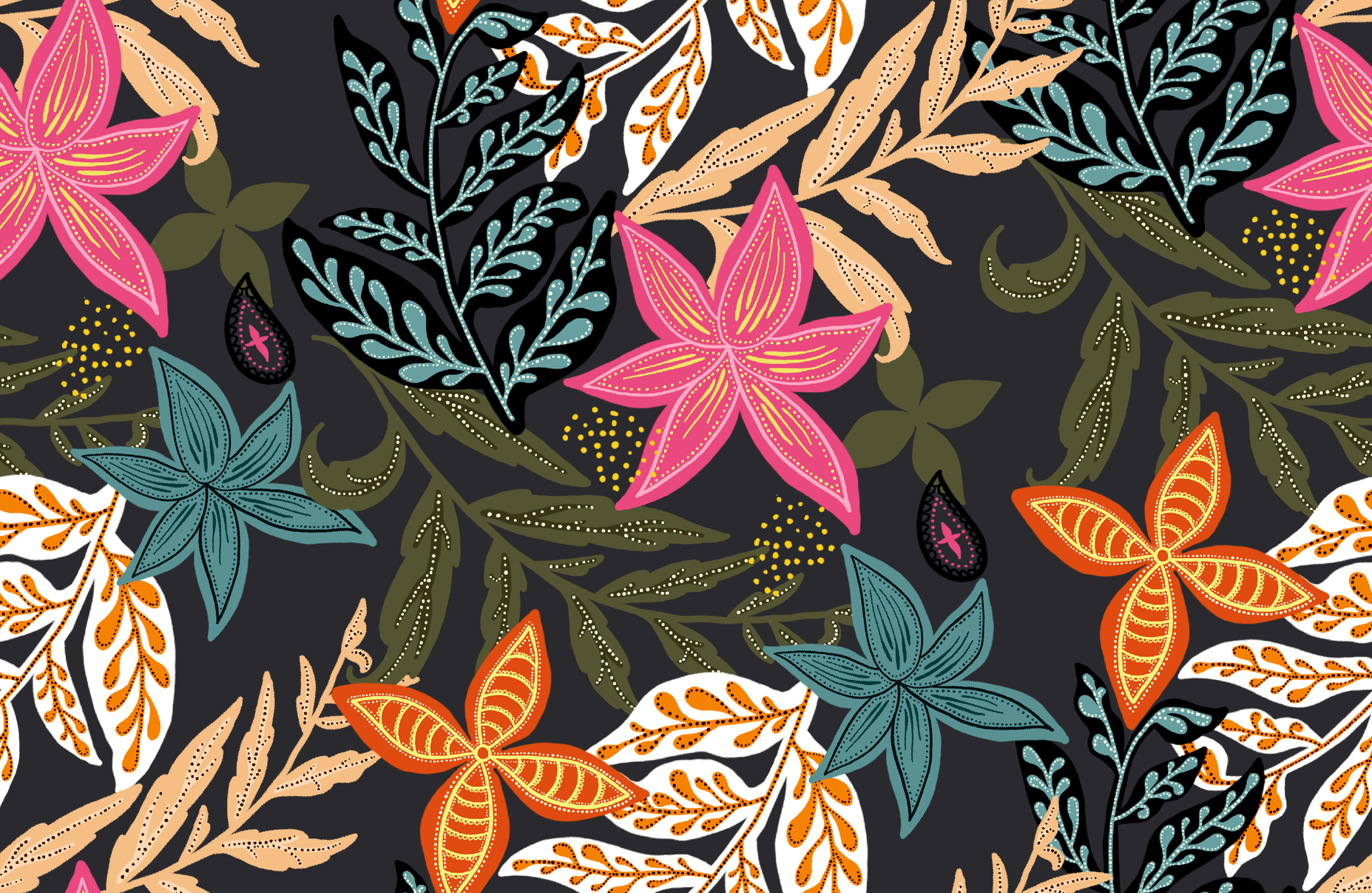 Tropical floral seamless pattern